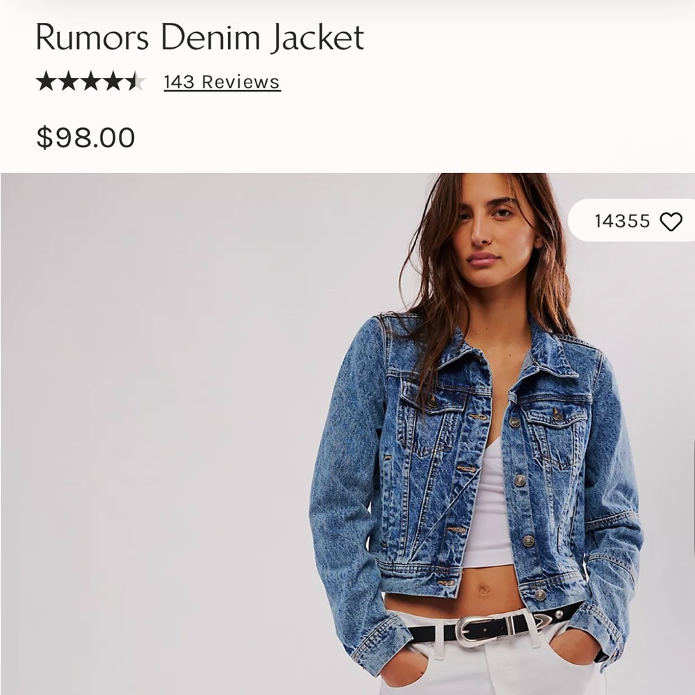 Free People Blue Jean Jacket with Distressed Patchwork NWOT